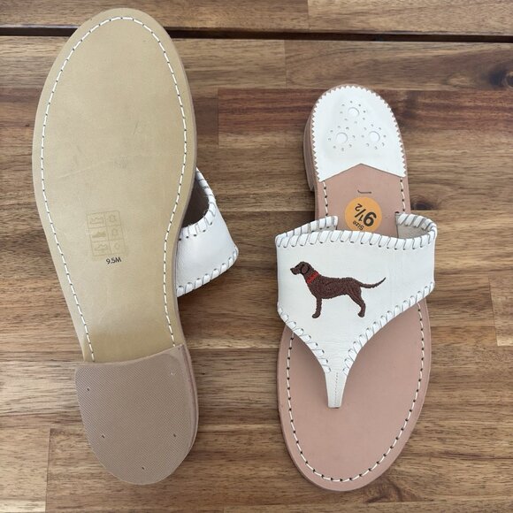 Jack Rogers White sandals size 9.5 White Embroidered Dogs Resort Preppy Beachy - Picture 6 of 14